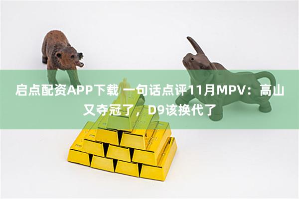 启点配资APP下载 一句话点评11月MPV：高山又夺冠了，D9该换代了