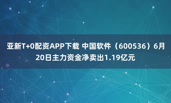 亚新T+0配资APP下载 中国软件（600536）6月20日主力资金净卖出1.19亿元