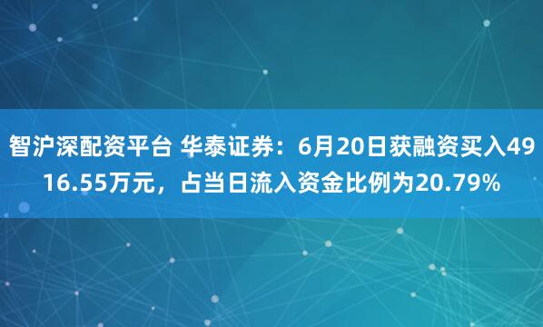 智沪深配资平台 华泰证券：6月20日获融资买入4916.55万元，占当日流入资金比例为20.79%