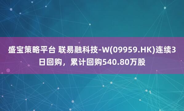 盛宝策略平台 联易融科技-W(09959.HK)连续3日回购，累计回购540.80万股